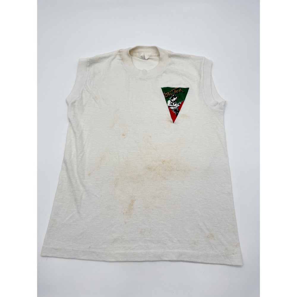Vintage Santana Muscle Tee Signal Made in USA White Sleeveless Rock Shirt Medium